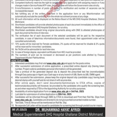 DHQ Hospital Jobs In Mohmand in February 2025