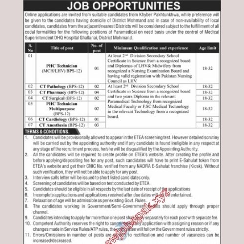 DHQ Hospital Jobs In Mohmand in February 2025