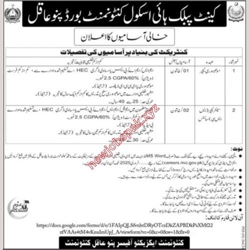 Govt Teaching Jobs In Karachi in February 2025