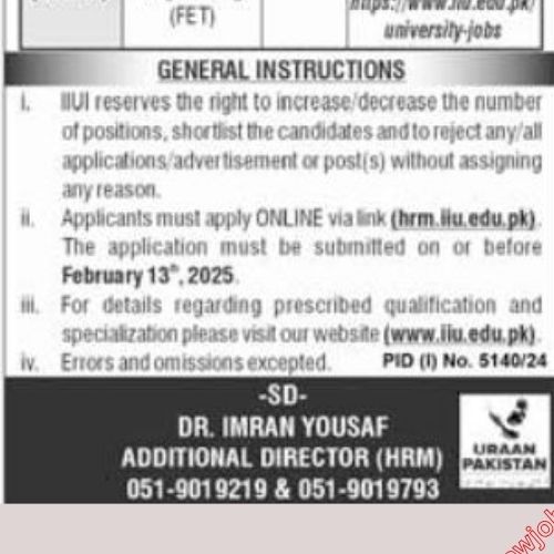 Lecturer Jobs In Islamabad in February 2025