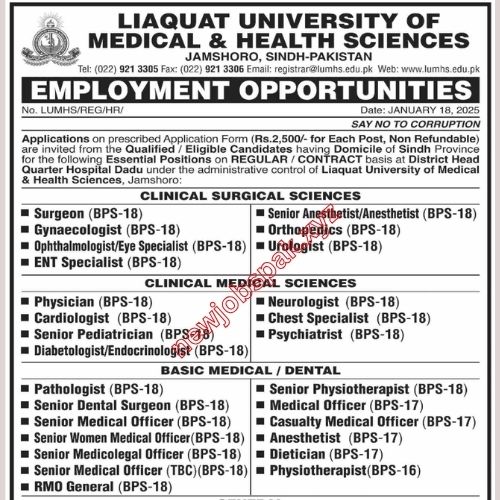 Medical Jobs In Jamshoro in January 2025