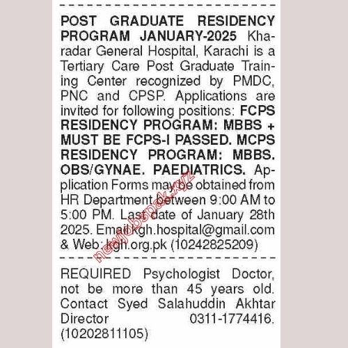 Private Hospital Jobs In Karachi in February 2025