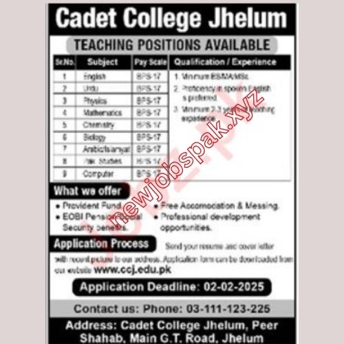 Teaching Jobs In Jhelum in January 2025